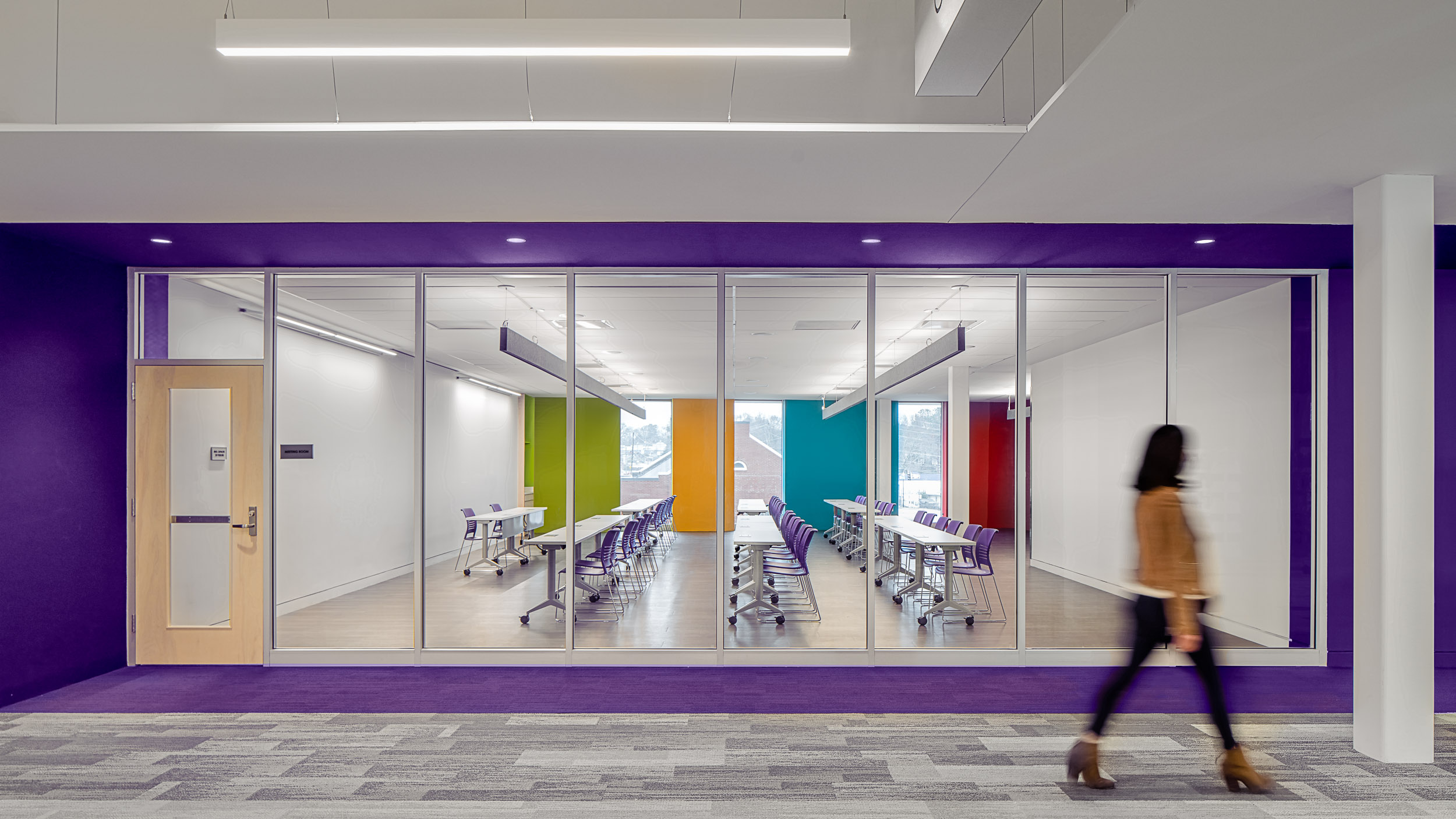 AE311 and On Line plank carpet tile in public library