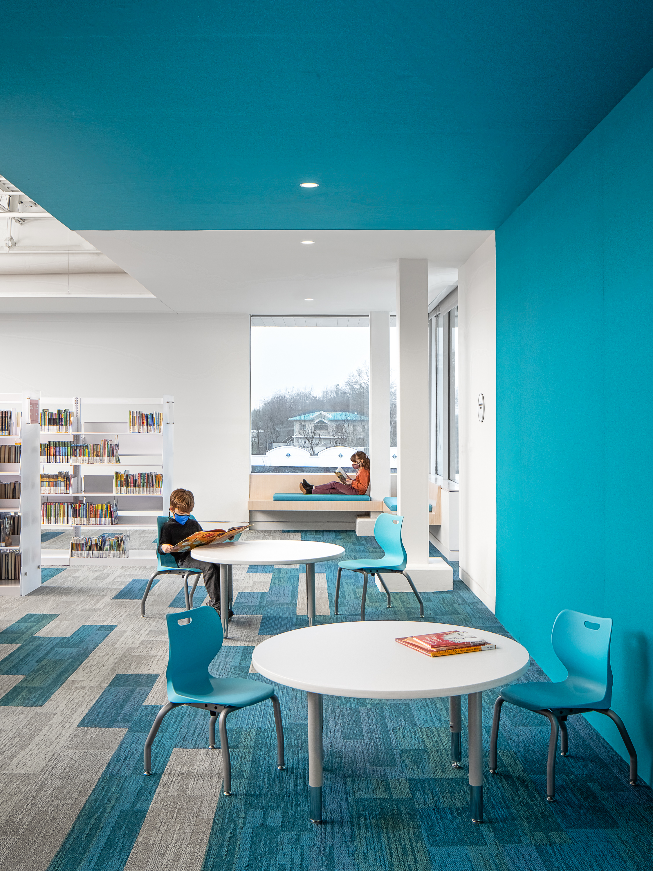 Interface AE311 and AE317 plank carpet tile in public library