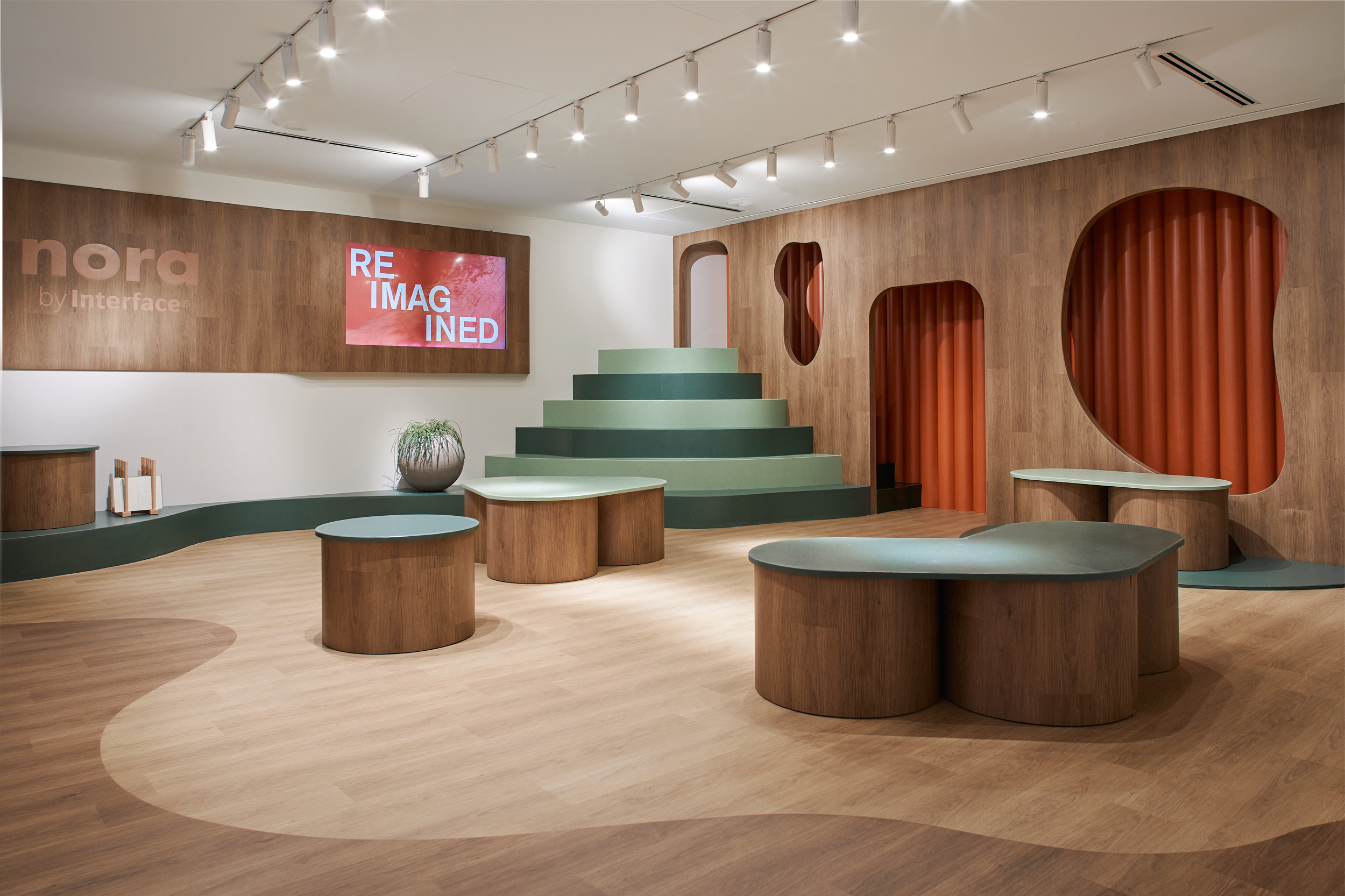 nora by Interface rubber flooring in corporate showroom