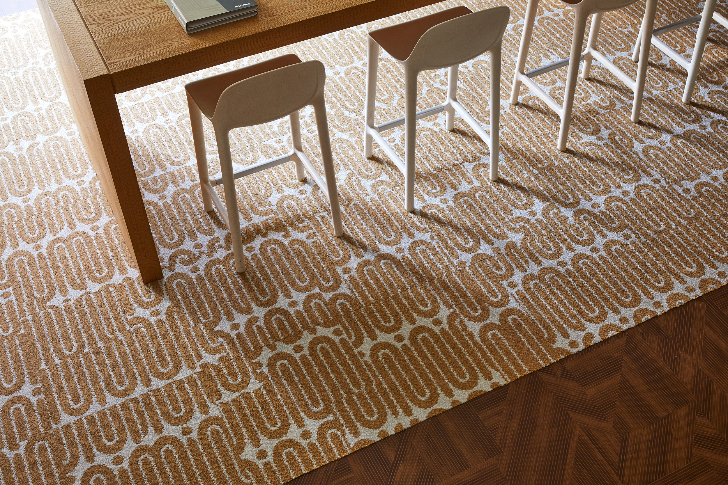 FLOR Go With The Flow carpet tile in corporate showroom workspace
