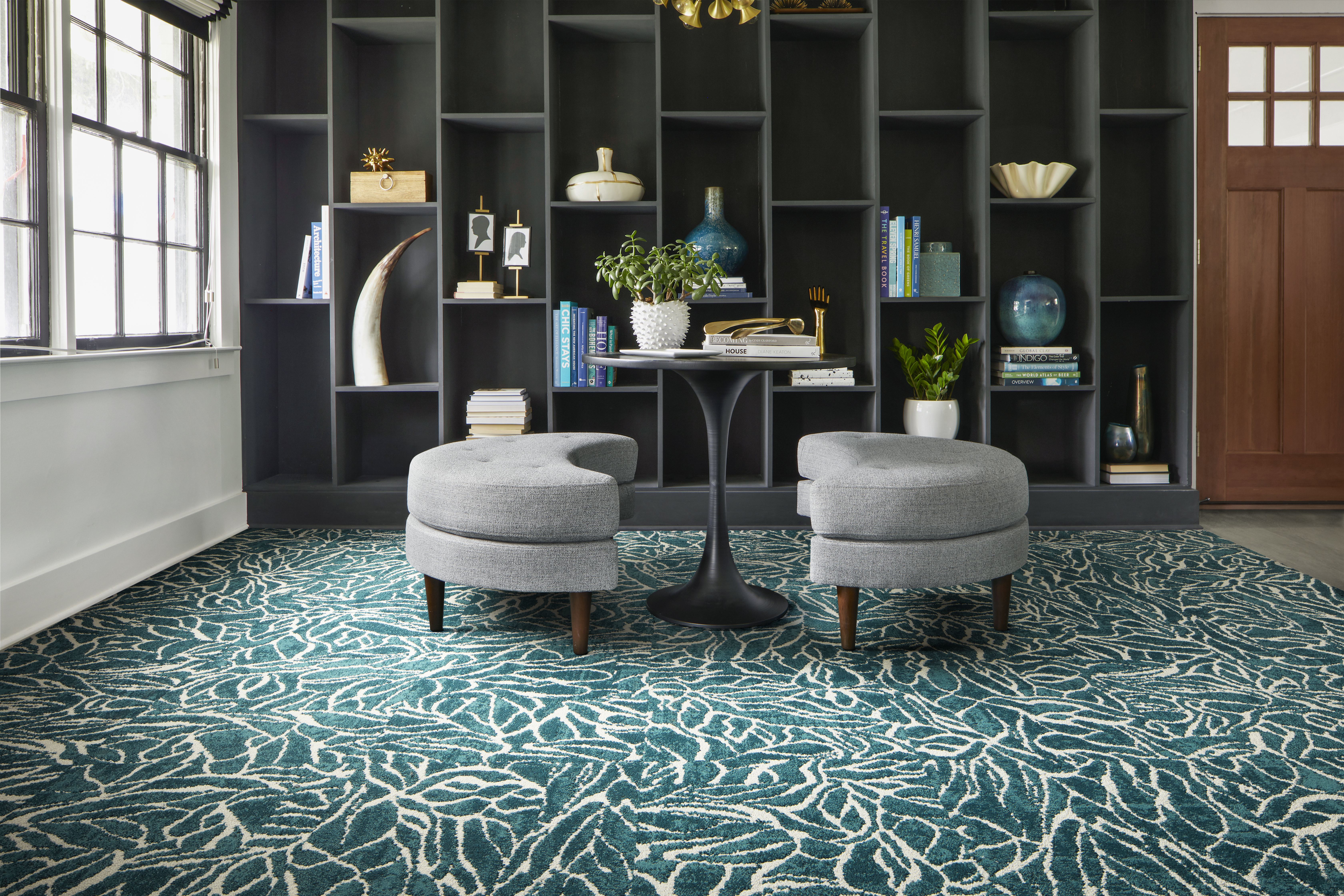 Interface LC05 carpet tile in hospitality lobby