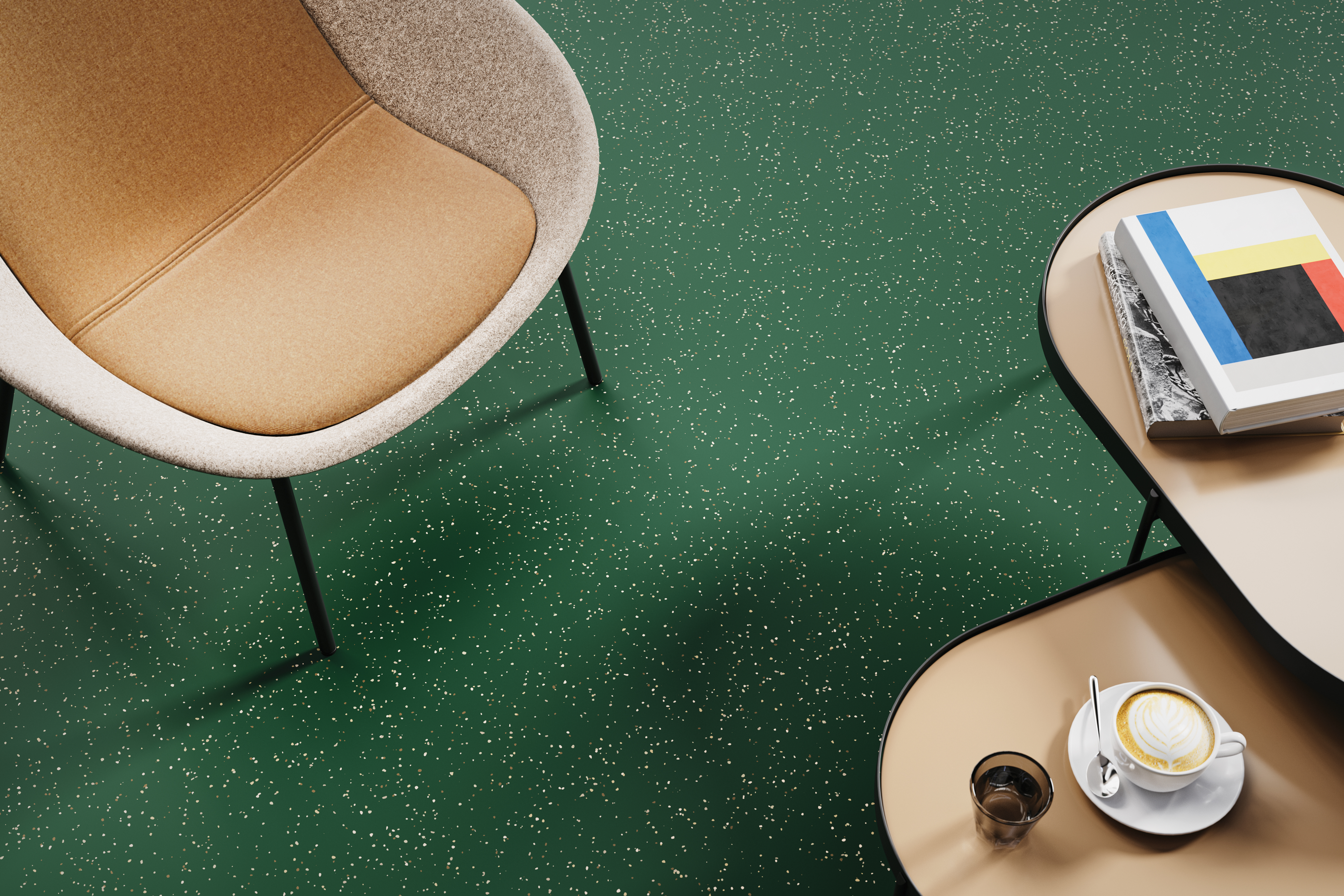 Detail image of noraplan convia rubber flooring in lobby