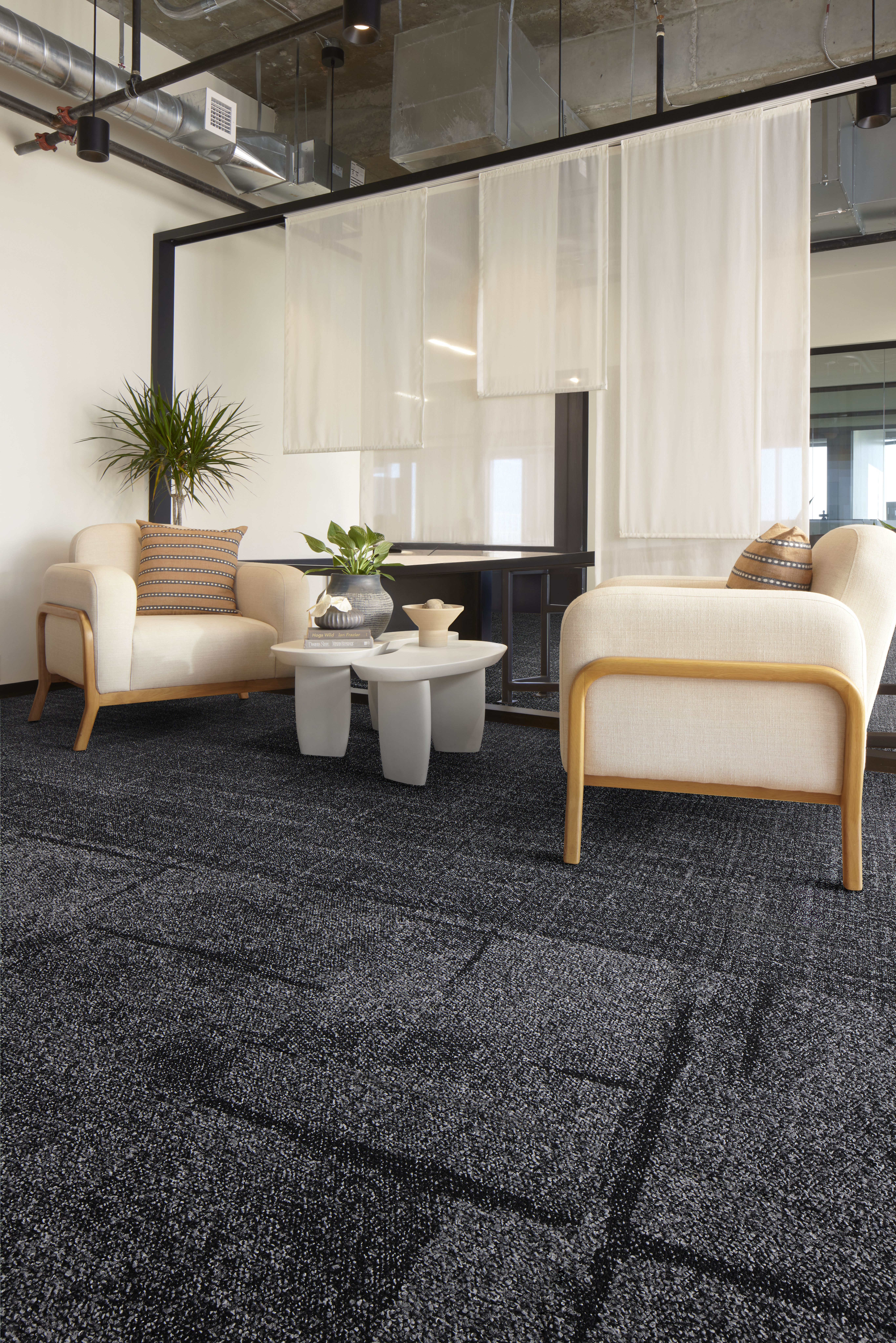 Interface Pillars and Open Air 401 carpet tile in office waiting area