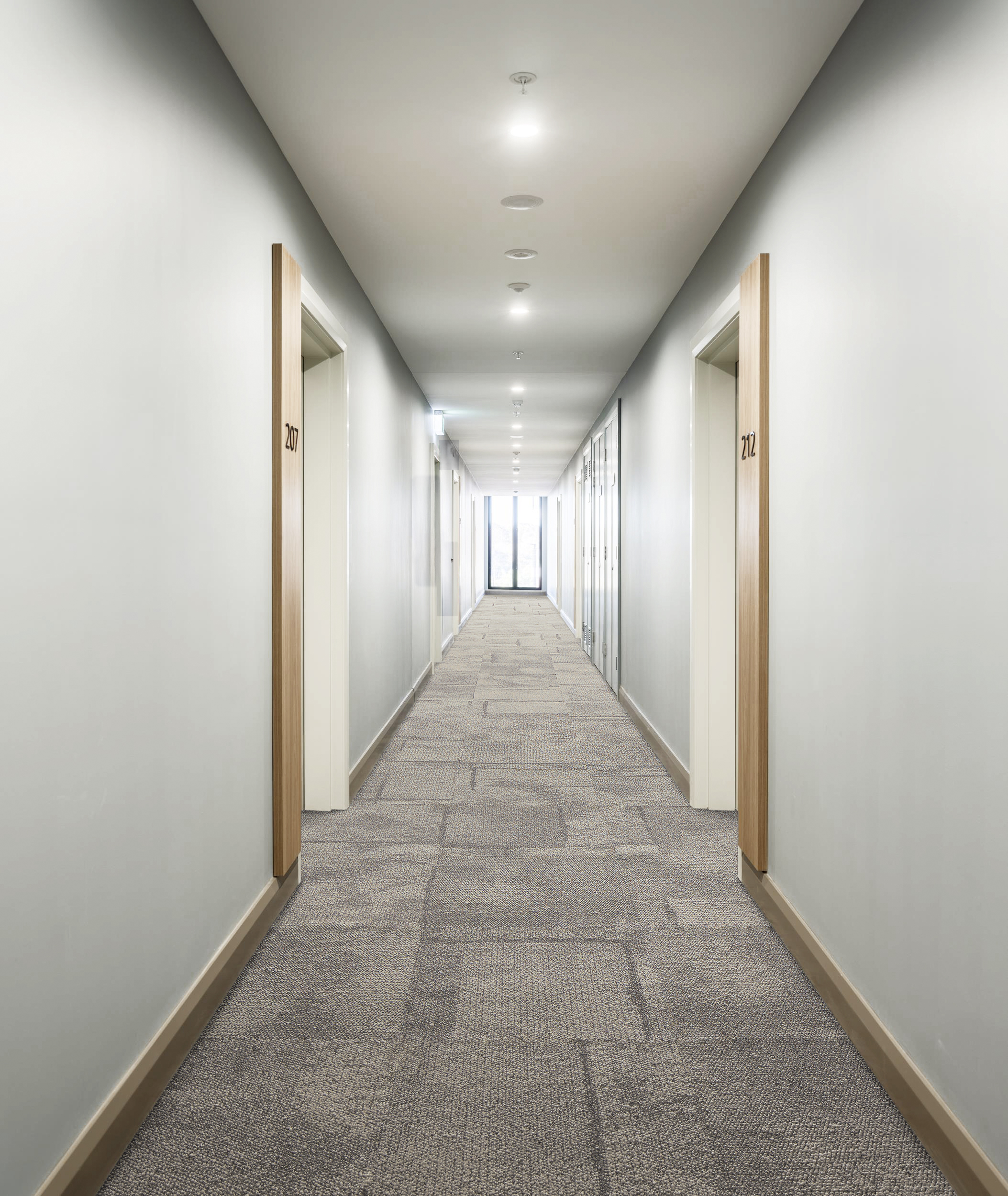 Interface Pillars carpet tile in corridor