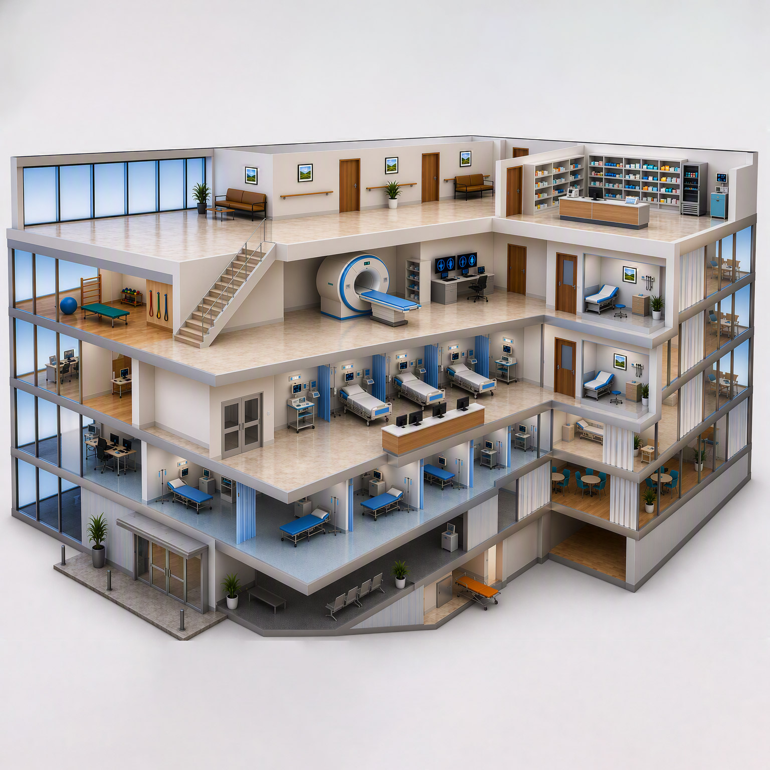 hospital, schematic view