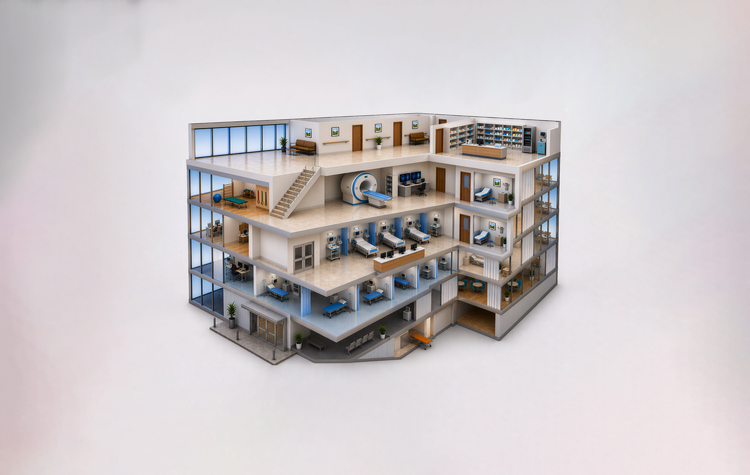 hospital, schematic view
