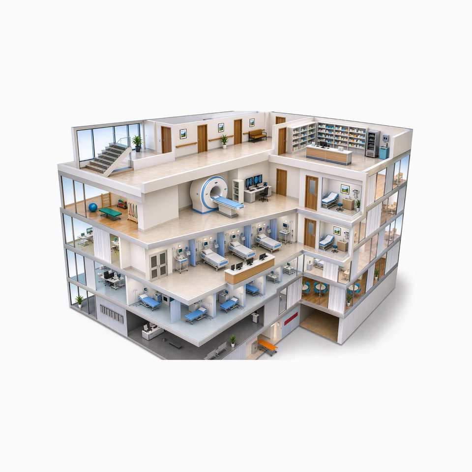 hospital, schematic view